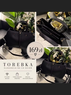 Czarna torebka typu shopper z fakturowanej eko skóry